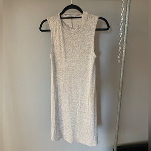 ACEMI oatmeal cream grey mock turtleneck mini tunic knit dress swing stretch sm
